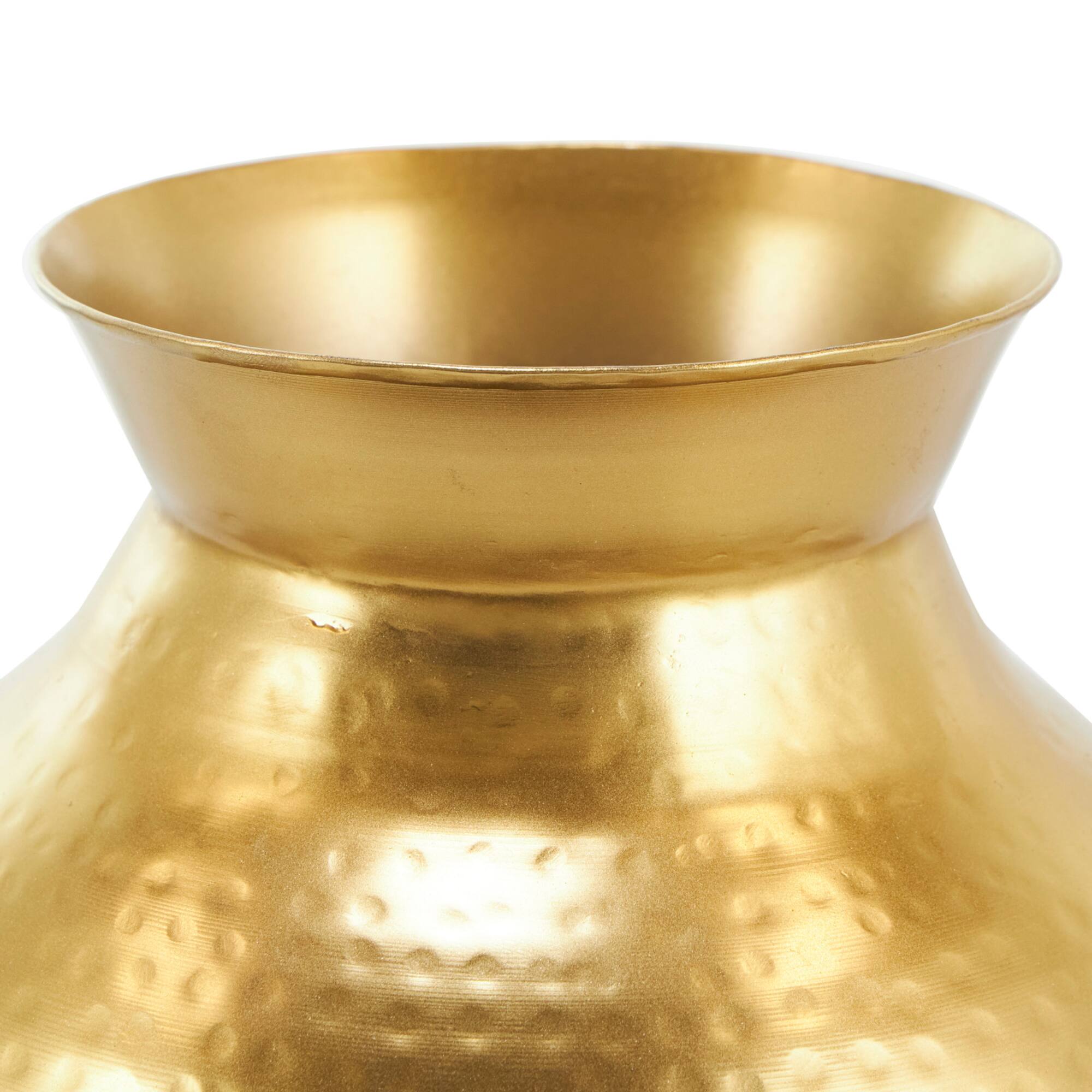 12" Gold Metal Hammered Spotted Vase